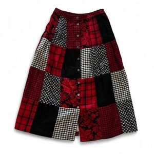 90s Vintage Susan Bristol Mixed Media Patchwork Maxi Skirt